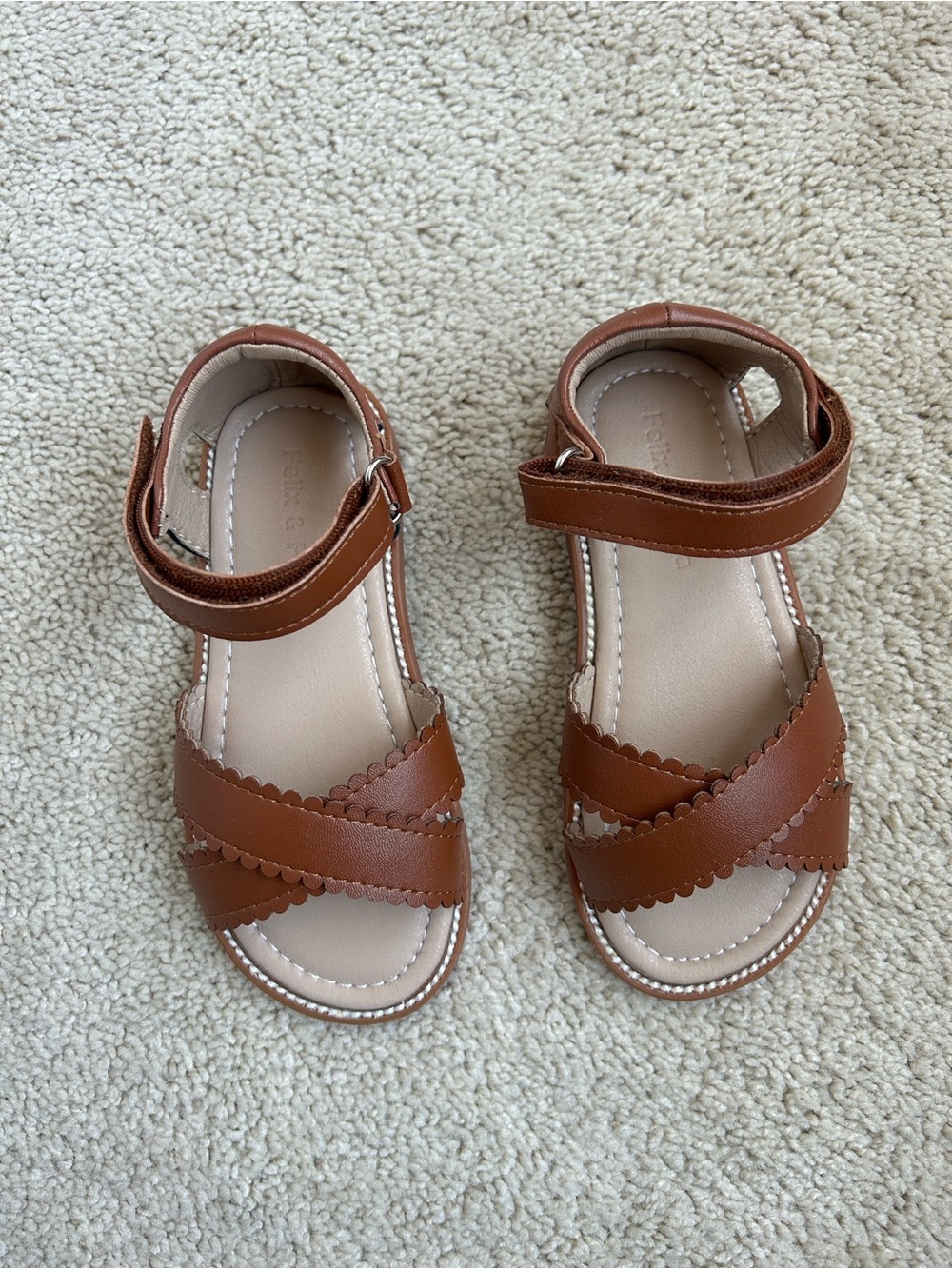 NWOT Felix & Flora Brown Sandals with Scalloped Straps, 10T